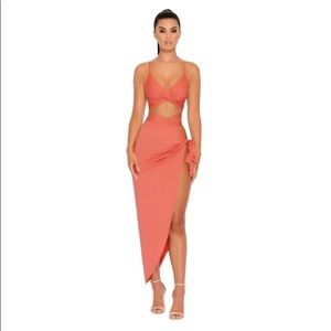 Oh Polly two piece wrap - slit to kill knotted Red